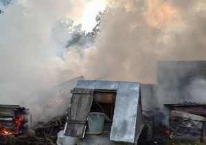 В деревне Полики Малоритского района горел гараж