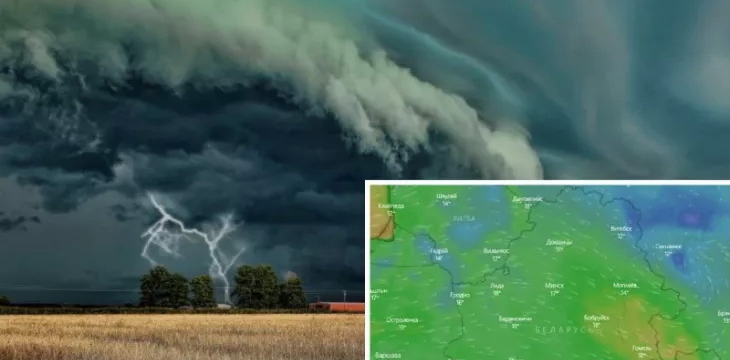 Буря из Польши мчится в Беларусь. Синоптики объявили желтый уровень опасности