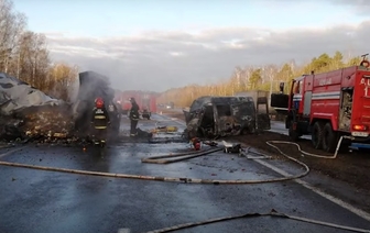 Жуткая авария в Крупском районе: грузовик и микроавтобус сгорели после столкновения, погибли два человека