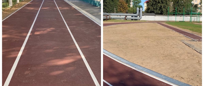 В барановчской спортивной школе №2 обновили беговые дорожки. Фотофакт