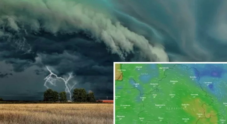 Буря из Польши мчится в Беларусь. Синоптики объявили желтый уровень опасности